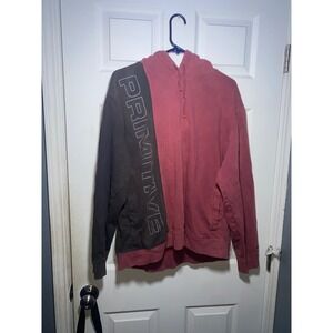 Primitive Skateboarding Mens XL Split Color Hoodie Burgundy Grey Streetwear